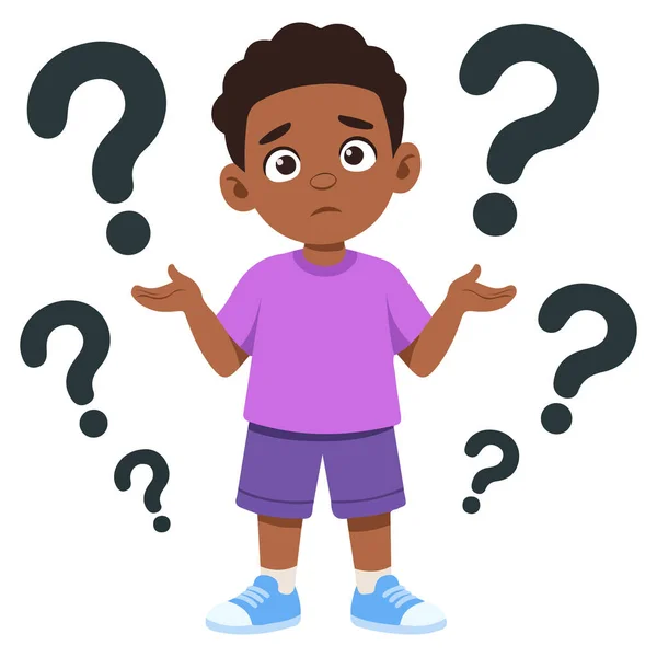 Child thinking about something and feeling curious isolated vector illustration on white