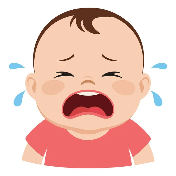 Cute little baby boy showing sad expression and crying isolated vector illustration