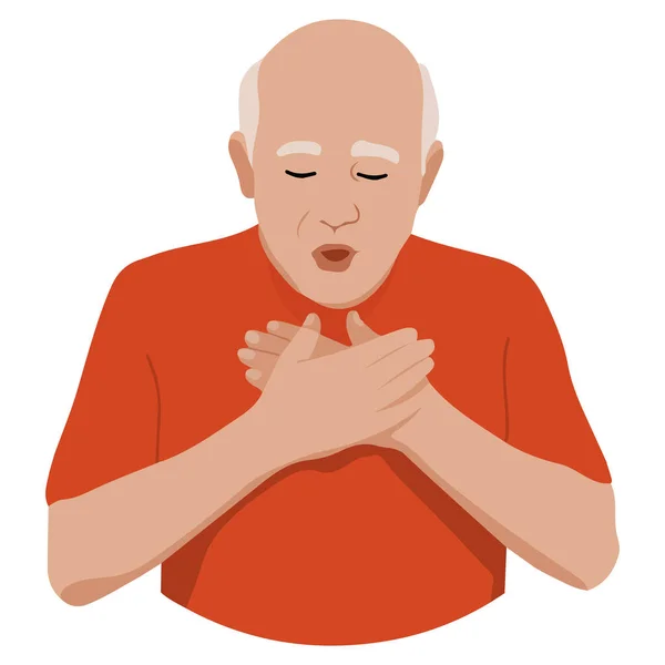 Elderly man with heavy breathing shortness of breath asthma respiratory illness