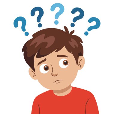 Little boy kid asking question flat style design vector illustration isolated