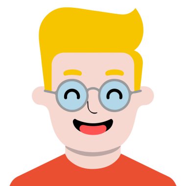 Erkek gülümsemesi baş simge gözlüğü vektör çizimi beyaz arkaplanda izole