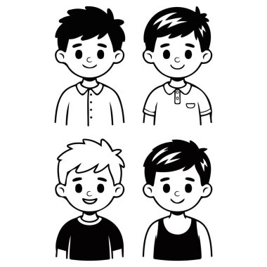 Doodle el çizilmiş yüz adam koleksiyonu biçimi beyaz üzerine izole edilmiş vektör çizimi