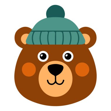 Ayı başlı sonbahar kartı sıcak şapka eşarp beyaz arka plan düşme yaprakları el yazısı