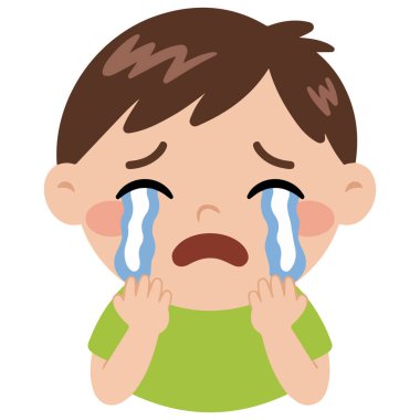 Ağlayan küçük çocuk illüstrasyonu beyaz arka planda izole edilmiş vektör çizimi