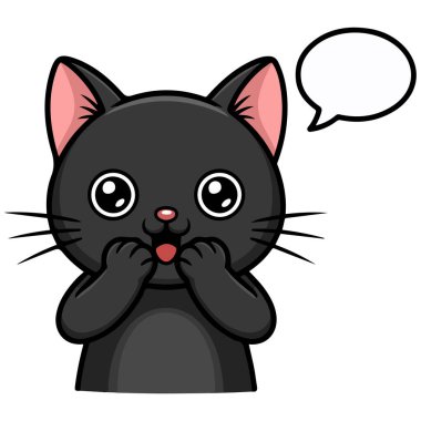 Mutlu ifade vektörü çizimi olan sevimli chibi tarzı kedi emoji karakteri