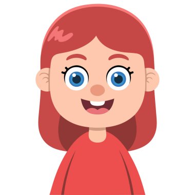 Sevimli genç kız karakteri portresi beyaz arka planda izole edilmiş vektör çizimi