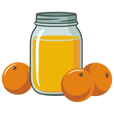 Citrus meyvesi ve taze sıkılmış içeceği beyaz arka planda izole edilmiş vektör çizimi