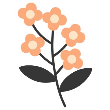 Renkli şirin çiçek tasarımı ögesi düz biçim izole edilmiş beyaz arkaplan üzerinde vektör çizimi