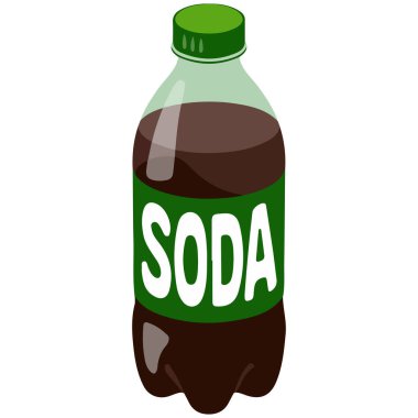 Çizgi film stili kola soda şişesi beyaz arkaplanda izole edilmiş vektör çizimi