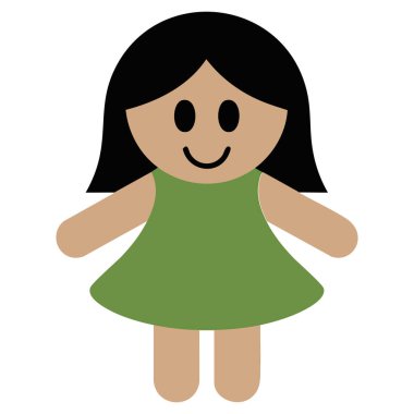 Beyaz arkaplanda klasik tarz bez bebek izole edilmiş vektör illüstrasyonu