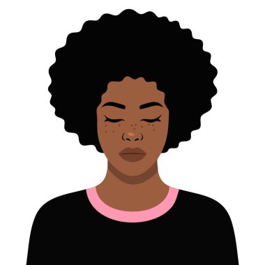 Siyah kadın profili beyaz arkaplanda izole edilmiş vektör çizimi