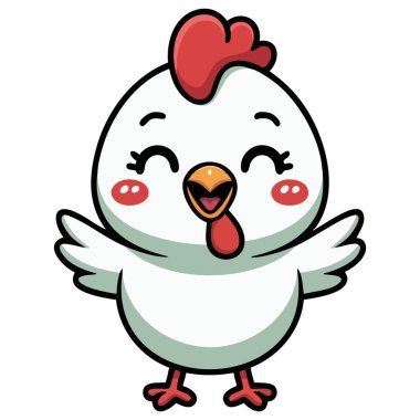 Düz vektör tavuk karakter logo elementleri beyaz arkaplanda izole vektör illüstrasyonu