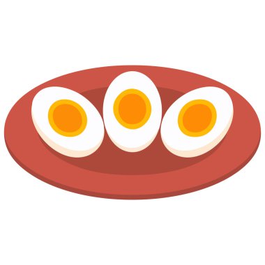 Sert haşlanmış yumurta çanağı vektör illüstrasyonu beyaz arkaplanda izole edilmiş vektör çizimi