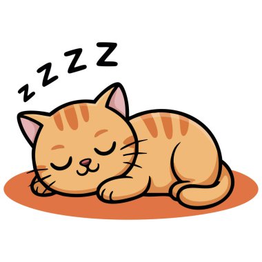 Çizgi film tarzı uyuyan kedi arkadaşı beyaz arkaplanda izole edilmiş vektör çizimi