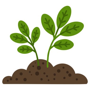 Topraktan büyüyen küçük filiz beyaz arkaplanda izole edilmiş vektör çizimi
