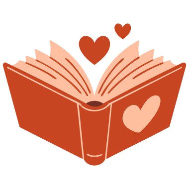 Yer imlerine ve beyaz arkaplanda izole edilmiş kalplere sahip kitabı aç