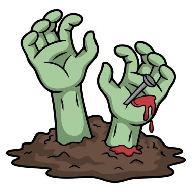 Beyaz zemin üzerinde izole edilmiş bir vektör çiziminden yükselen ölümsüz el