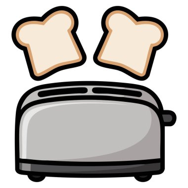 Ekmek kızartma makinesi çizgi filmi vektörü beyaz arkaplanda izole edilmiş vektör çizimi