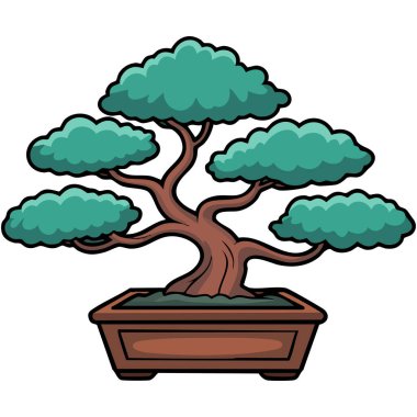Bonsai ağacı perspektifi beyaz arkaplanda izole vektör çizimi