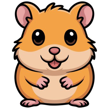 Beyaz arka planda sevimli oturan hamster hayvan izole vektör illüstrasyonu