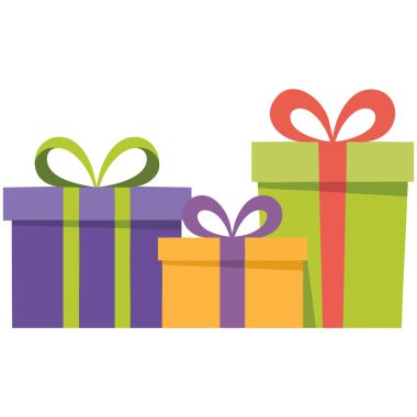 Renkli hediye kutuları beyaz arkaplanda izole edilmiş vektör resimlerini şaşırtır