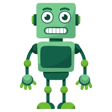 Robot karakter soyut tasarımı beyaz arkaplanda izole edilmiş vektör çizimi