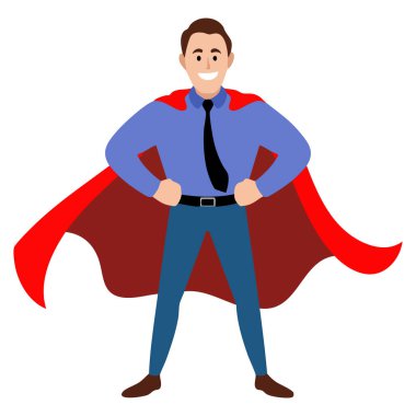 Baba süper kahraman karikatür çizimi beyaz arkaplanda izole vektör çizimi