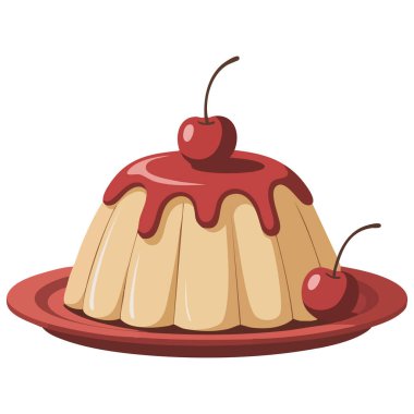 Orman böğürtlenli güzel reçelli kek beyaz arka planda izole edilmiş vektör çizimi