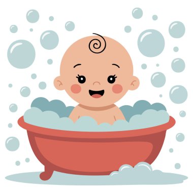 Baloncuklu bebek beyaz arka planda izole edilmiş vektör çizimi