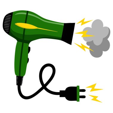  Sigara içerken bozuk saç kurutma makinesi ve aşırı elektrik yüklenmesinden zarar görmüş.