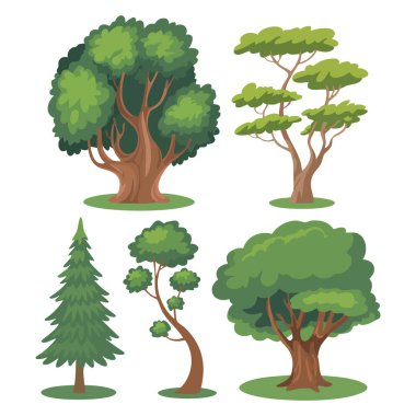  Taçları yuvarlak yeşil yapraklı yapraklı yapraklar.