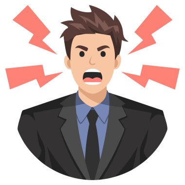  Öfkeli ve yıldırımlı bir adamın duygusal avatarı.