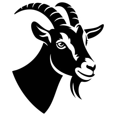  Çember vektör simgesinde modern keçi kafası logosu tasarımı