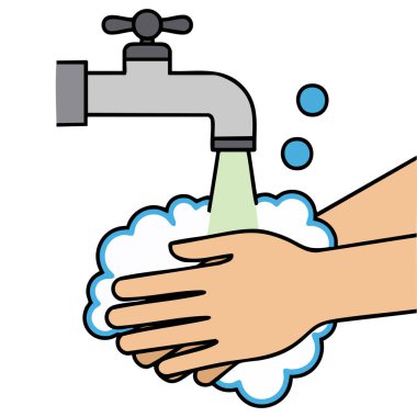  Mikrop bulaşmasını önlemek için ellerini sabunla yıkıyorsun.