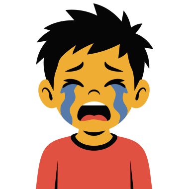  Ağlayan emoji karakteri gözyaşları ve hüzünlü bir ifadeyle