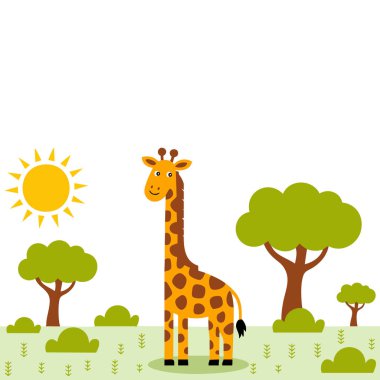  Cute little giraffe standing in the nature landscape