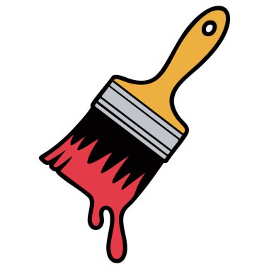  Boya kutusu ve fırçayla izole edilmiş nesne vektörü