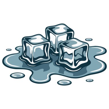  Single ice cube on the surface of the water