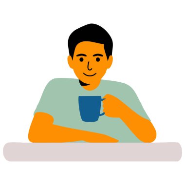  Çay molasında elinde bardak olan adam.