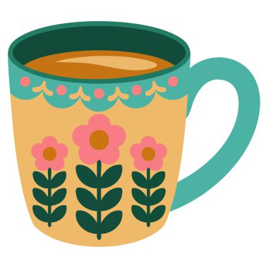  Soyut çiçek desenli, klasik İngiliz fincanı.