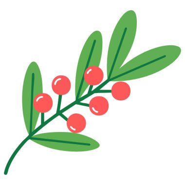 Rowan böğürtlen kümesi şube vektör illüstrasyonunda asılı