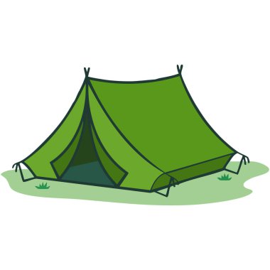 Ormandaki yeşil çadır kamp vektörü çizimi