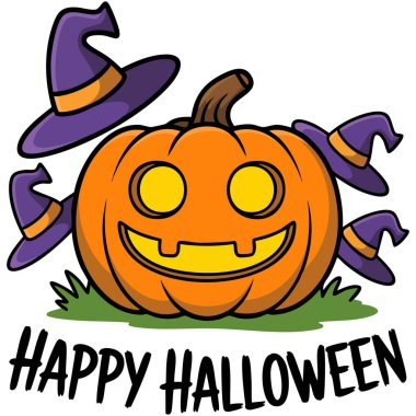 Balkabağı yarasa vektörlü Cadılar Bayramı tebrik kartı