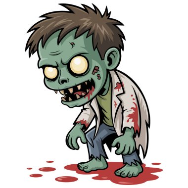 Laboratuvar önlüğü taşıyıcısında sürünen zombi