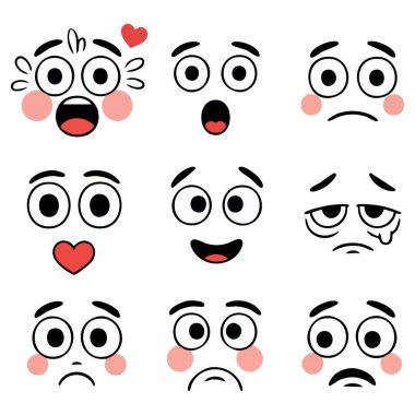 Çizgi film gözleri farklı duygu vektörleri toplar