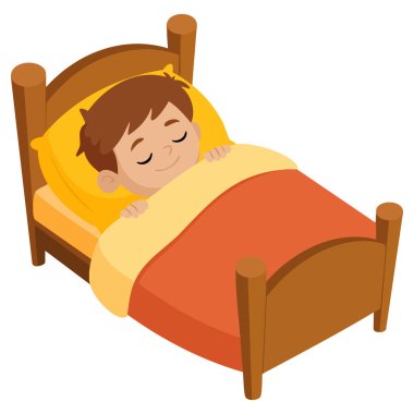 Çocuk yorgan altında rahat bir şekilde uyuyor. Çocuklar için uyku zamanı.