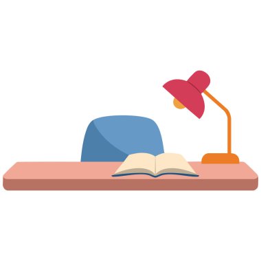 Kitap ve lamba çalışma köşesi vektör clipart ile öğrenci masası