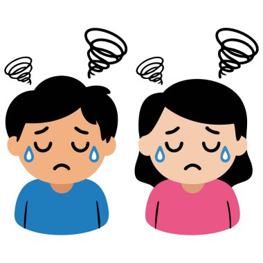 Endişeli ifade vektörü ile kafası karışık erkek ve kadın.