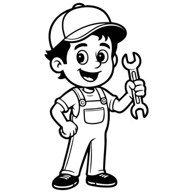 Klasik tamirci karakter rozeti tasarımı