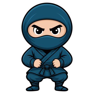 Mavi ninja maskot çizgi film çizimi